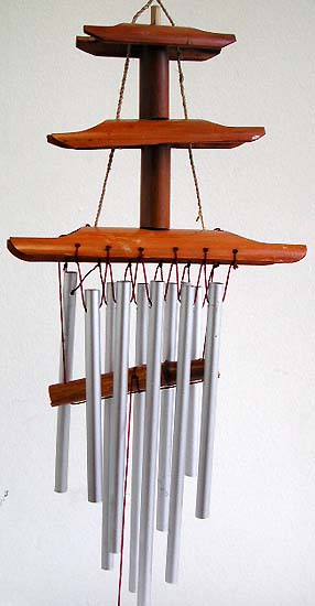 Brown wooden anchor design fashion windchime with multi metal pipes