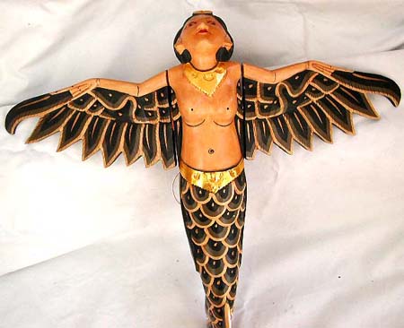 Color painting wooden flying lady mermaid, assorted color randomly pick