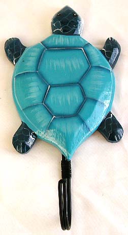 Wooden blue turtle single hook