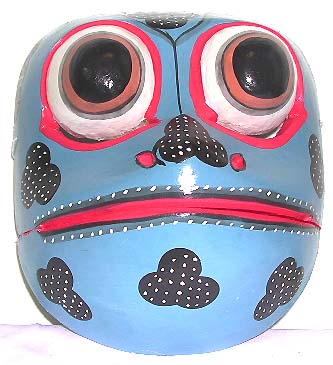 Black pattern decor green frog mask with open mouth