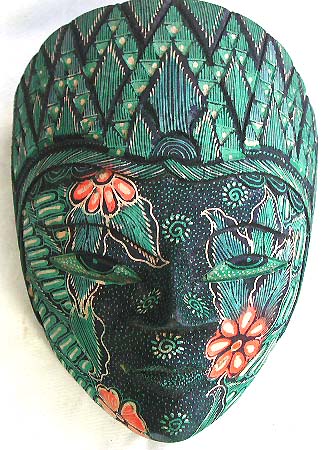 Flower pattern decor Batik wooden face mask, assorted color randomly pick