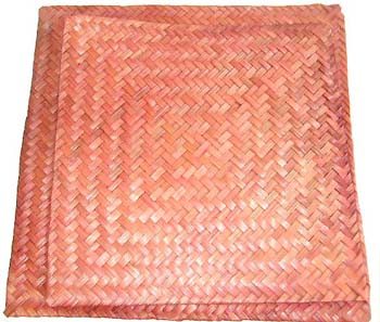 Brown rattan mat set, set of 2 pieces 