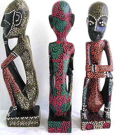 Batik color painting dotted tribal sitting boy statue, assorted color randomly pick