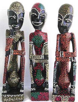 Batik color painting dotted tribal sitting boy statue, assorted color randomly pick