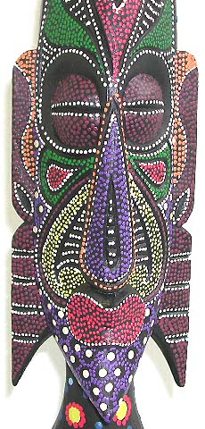 Batik dotted tribal man face statue