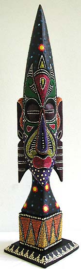 Batik dotted tribal man face statue