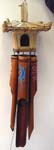 Bird house top deep brown bamboo windchime with painting dotted gecko pattern deaiggn