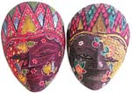 Flower pattern decor Batik wooden face mask, assorted color randomly pick 