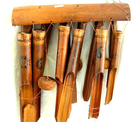 feng shui chime wholesaler supply fengshui bamboo windchime gift decoration with ying yang sun moon celestial