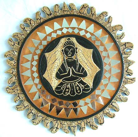 wholesale religious gift, buddhism religion wall mirror with black GUN YIN buddha home decoration