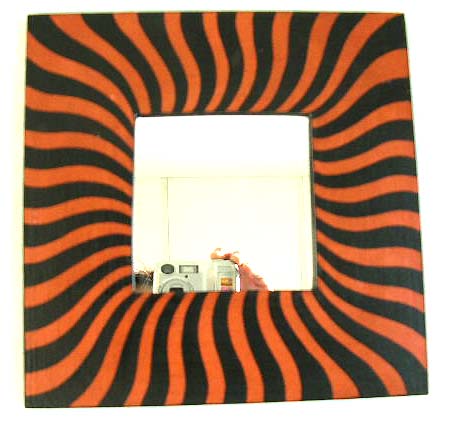 wholesale mirror work wall art, wooden wall mirror frame handmade with zebra lines decor