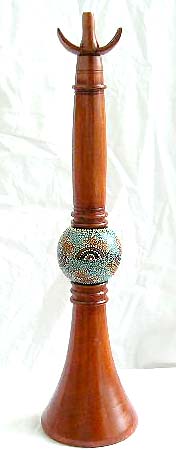 Brown stick statue wooden shaker with dotted spinning ball central decor