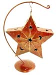 Hanging shiny brown star lamp shape motif star and moon feature on surface with stand design