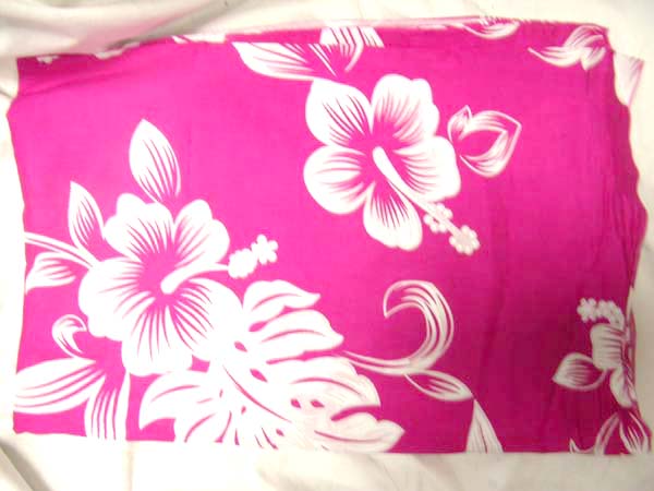 Island aloha poolside cover up in pink with white hibiscus flowers from travel wear warehouse outlet