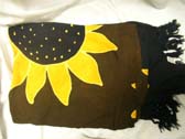 Import wholesale factory dealer, Large sunflower decor on black bali batik tropical sarong