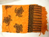 Island wear garments online, Orange indonesian sarong wrap with black turtle print theme catalog