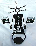 warriors holding flags candle holder