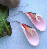 Pinkish seashell fashion earring with fish hook back for convenience closure