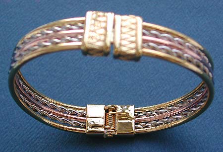 Fashion bangle wholesaler wholesale supply double bladed 
            fashion bangle in 2-tone design