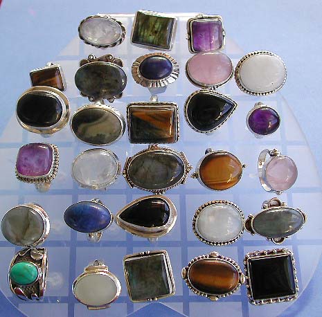 Gem stone silver jewelry wholesaler, sterling silver ring with genuine 