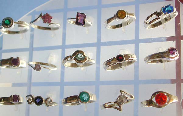 Cz and silver trendy 2004, sterling silver ring with assorted color cz stone embedded