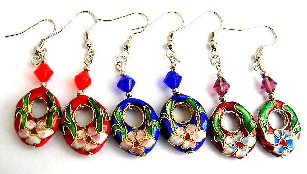 wholesale handmade jewelry Chinese Asian handmade cloisonne beaded earring using enameling technic