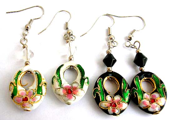 wholesale handmade jewelry Chinese Asian handmade cloisonne beaded earring using enameling technic