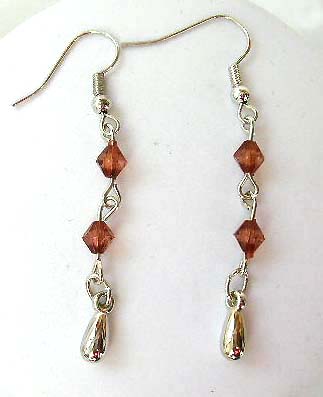 Fashion necklace and earring set, chain necklace with multi brown rhinestone embedded web shape dangle pendant at center, beaded fish hook earring for match up     