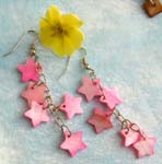 Fashion earring with multi pinkish star shape seashell design