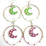 Fashion fish hook earring holding a diamond shape bead and a flower decor handmade enamel cloisonne heart love bead
