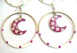 Fashion fish hook earring holding a diamond shape bead and a flower decor handmade enamel cloisonne heart love bead