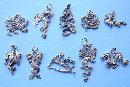 Silver jewelry manufacturer, 925. sterling silver dragon pendant 