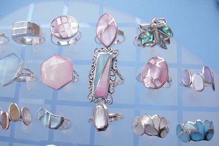 Sterling silver jewelry direct importer and wholeslaer wholesale silver ring encrusted with seashell