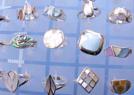 Silver jewelry wholesale, sterling silver ring embedded with seashell