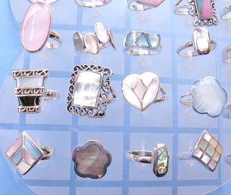 Silver sterling jewelry online store wholesale handcrafted seashell ring in 925 sterling silver setting